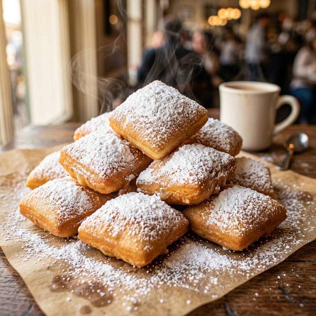 Fresh hot powdered sugar beignets from Beignet Today food truck in Anchorage