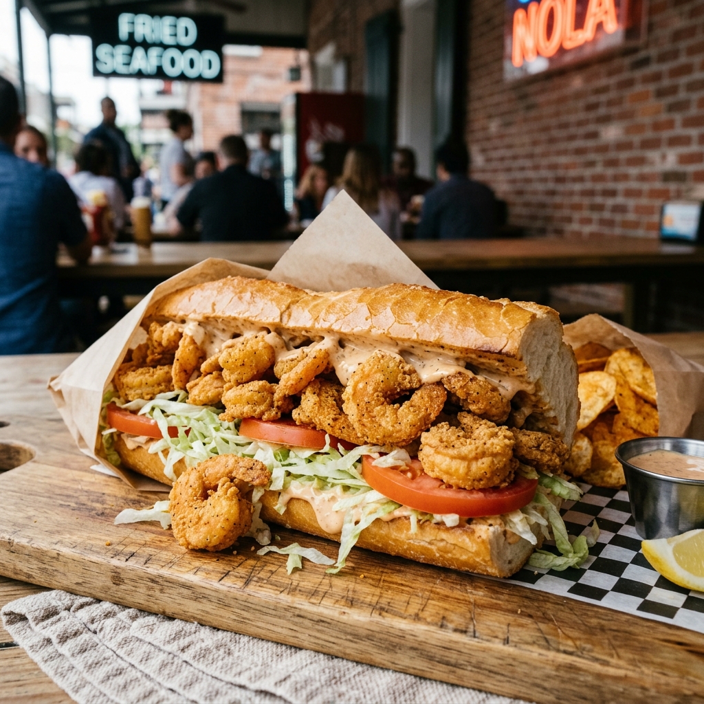 Golden Fried Shrimp Po'Boy Combo